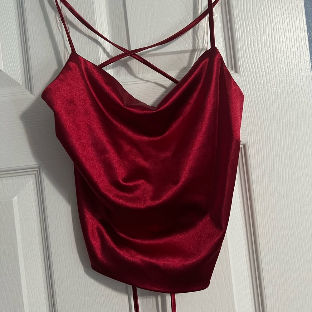 Large red top with an open back